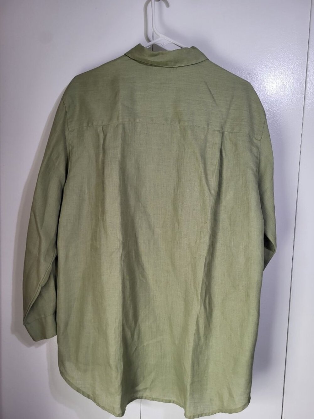 Liz Claiborne Lizsport Womens LG Linen Sage Green Button Up Shirt Lagenlook VTG - Picture 3 of 6